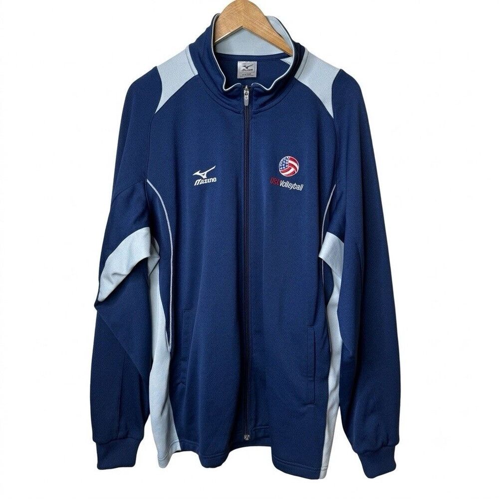 Mizuno USA Volleyball Track Jacket Mens XL Blue Full Zip Warm Up National Team